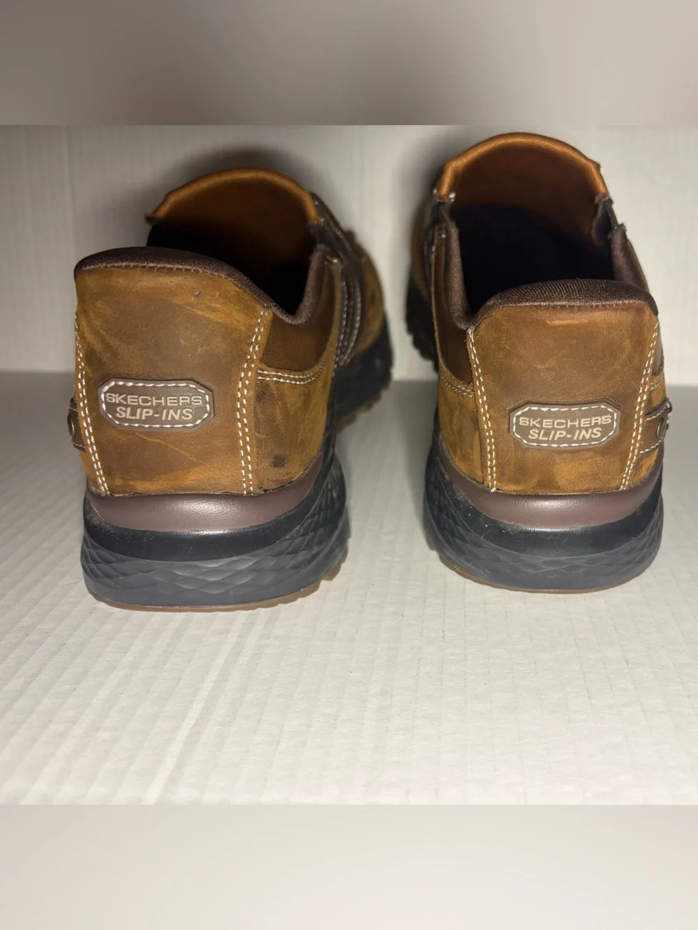 Skechers Relaxed Fit Slip-Ins Brown Leather Men’s Shoes Size 8.5 Casual Loafer